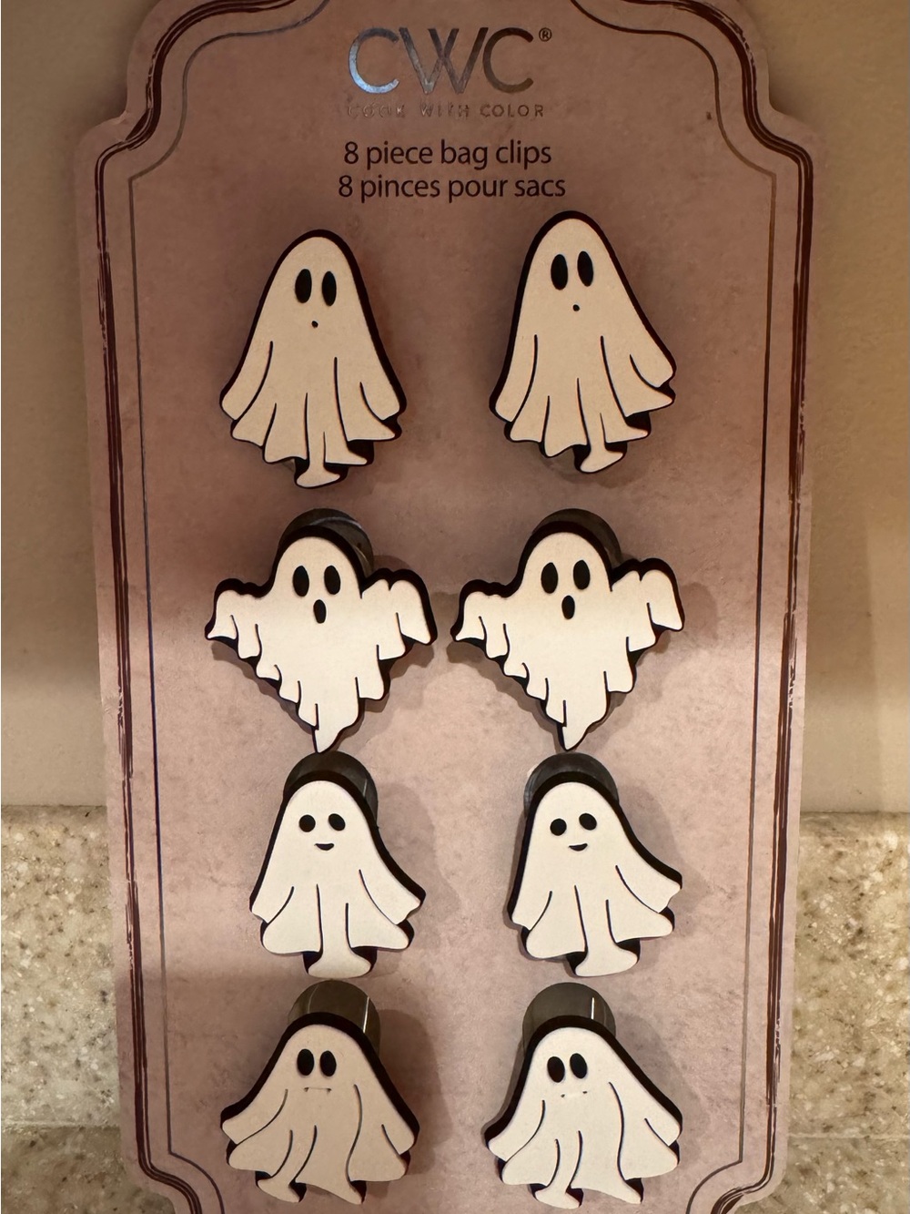 CWC Cook with Color White Ghost Halloween Magnetic Bag Clips - 8 Piece Set